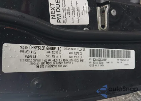 2012 Chrysler 300 Limited from USA, damaged, VIN 2C3CCACG3CH309971